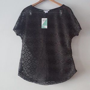 NWT Honey and Lace Black Sheer Scoop Neck Tunic